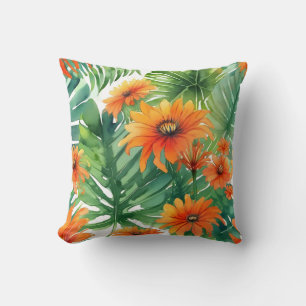 Coussin Aquarelle tropicale Tithonia