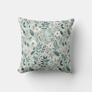 Coussin Aquarelle Turquoise blanche