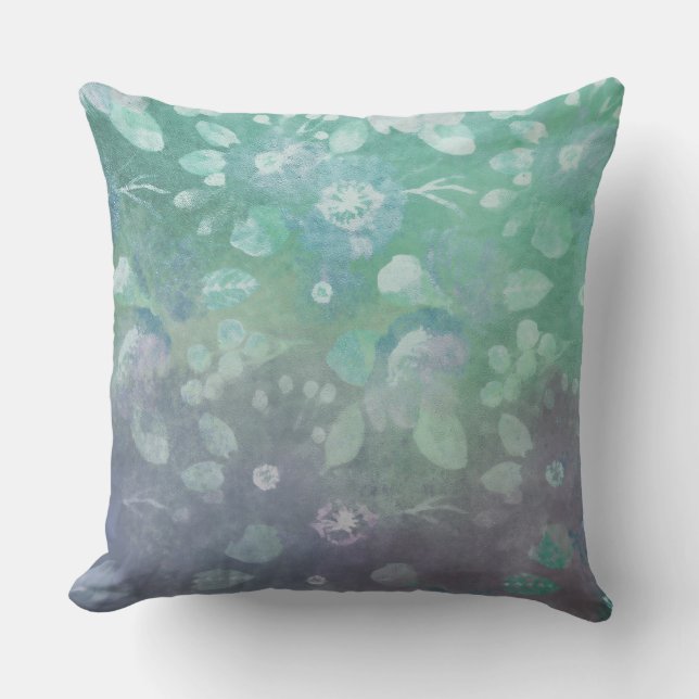 Coussin Aquarelle Turquoise et violette (Recto)
