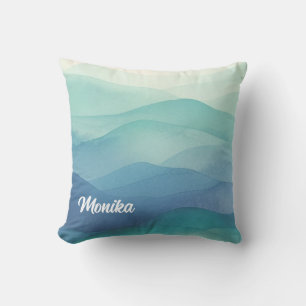 Coussin Aquarelle Turquoise Marine bleu Ombre stratifié