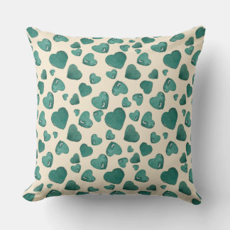 Coussin Aquarelle unique Saint Valentin Coeur vert