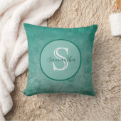 Coussin Aquarelle vert foncé Monogramme personnalisé (Couverture)