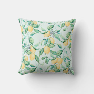 Coussin Aquarelle verte citron : Romance sans couture