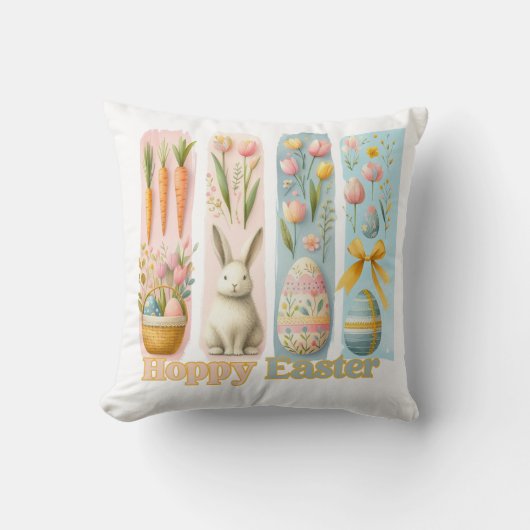 Coussin Aquarelle Verte Cute Four Brash Hoppy Pâques (Recto)