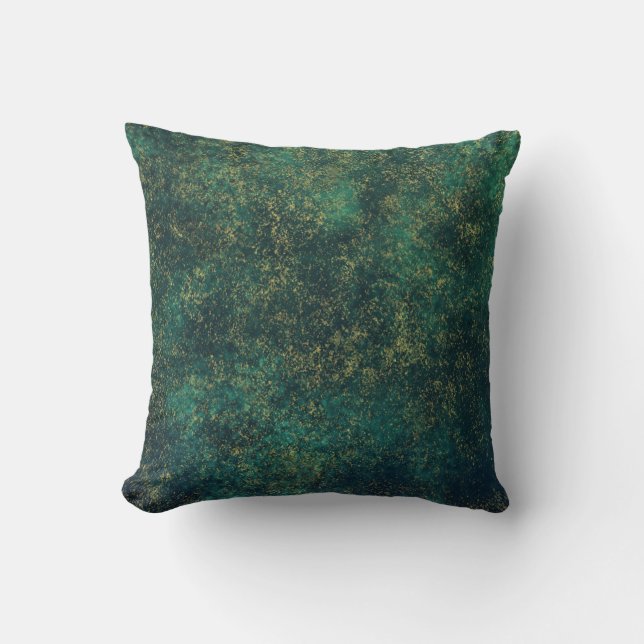 Coussin Aquarelle verte, de bleu et d'or (Recto)