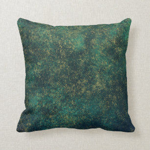 Coussin Aquarelle verte, de bleu et d'or