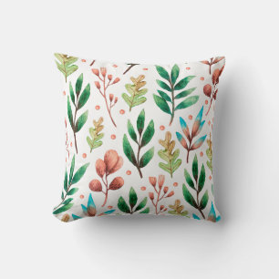 Coussin Aquarelle verte de cadmium Feuilles d'oreiller à l