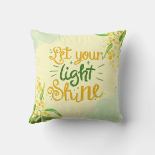 Coussin Aquarelle verte et jaune Inspiration florale