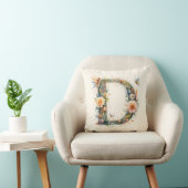 Coussin Aquarelle verte Fées Monogramme Lettre D (Chaise)