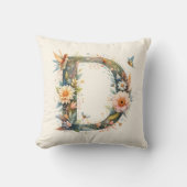 Coussin Aquarelle verte Fées Monogramme Lettre D (Recto)