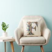 Coussin Aquarelle verte Fées Monogramme Lettre F (Chaise)