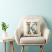Coussin Aquarelle verte Fées Monogramme Lettre K (Chaise)