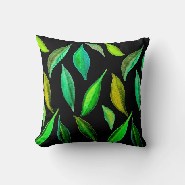 Coussin Aquarelle verte Feuille de l'environnement (Recto)
