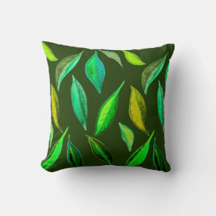 Coussin Aquarelle verte Feuille de l'environnement