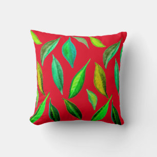 Coussin Aquarelle verte Feuille de l'environnement