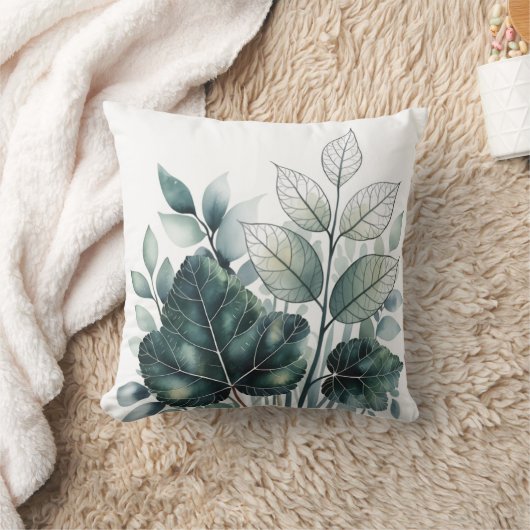 Coussin Aquarelle verte Feuille Motif (Couverture)