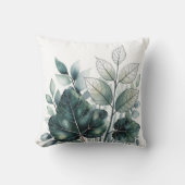 Coussin Aquarelle verte Feuille Motif (Recto)