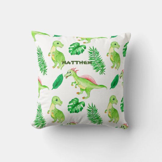 Coussin Aquarelle verte mignonne Jungle Dinosaur Motif (Recto)
