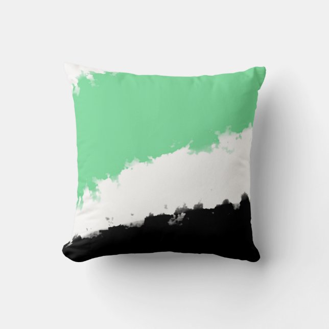 Coussin Aquarelle verte, noire et blanche (Recto)