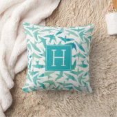 Coussin Aquarelle verte Oiseaux Monogrammes (Couverture)