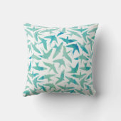Coussin Aquarelle verte Oiseaux Monogrammes (Verso)