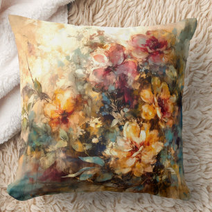 Coussin Aquarelle Vibrante de Fleurs Lumineuses