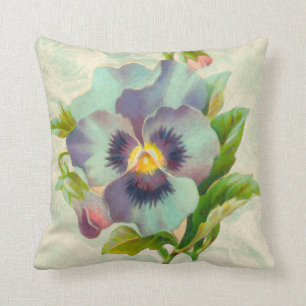 Coussin Aquarelle vintage bleue de pensée