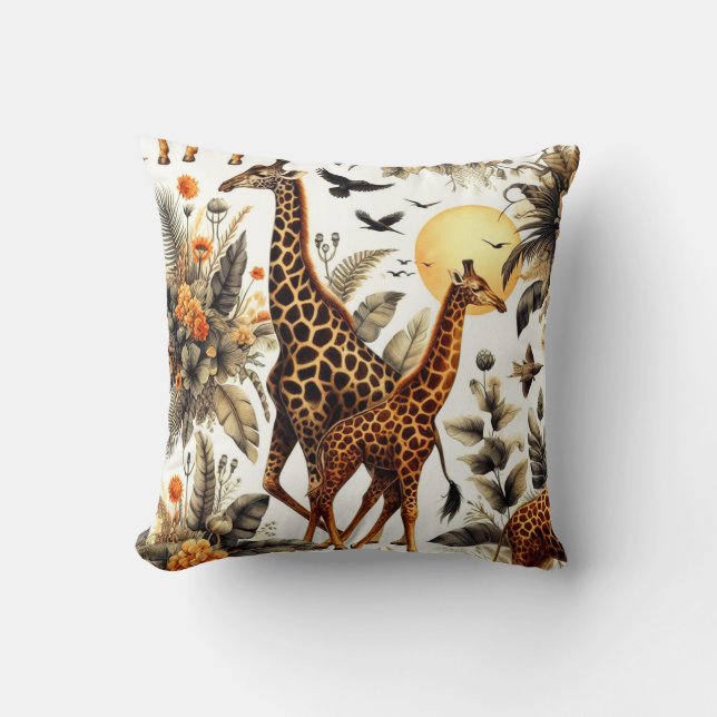 Coussin Aquarelle vintage de Giraffe (Recto)