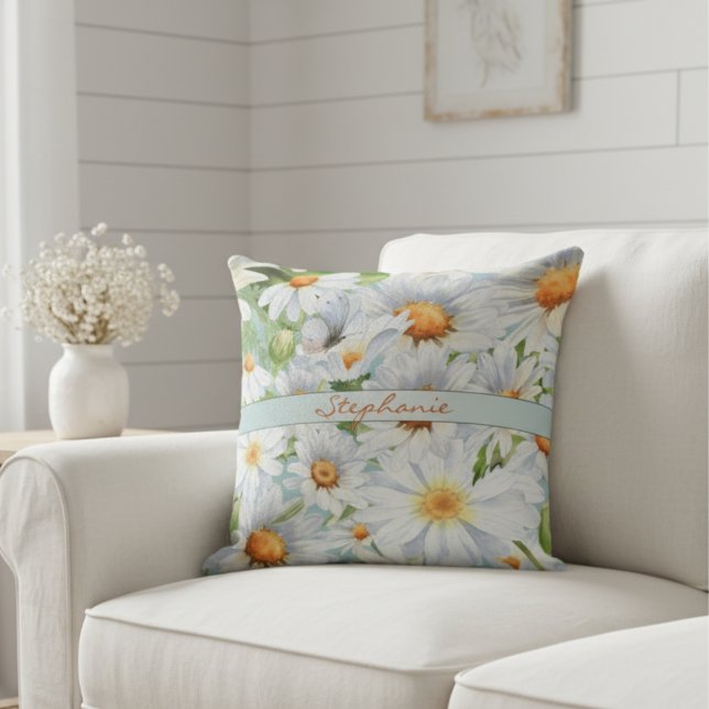 Coussin Aquarelle vintage et monogramme papillon (Créateur téléchargé)