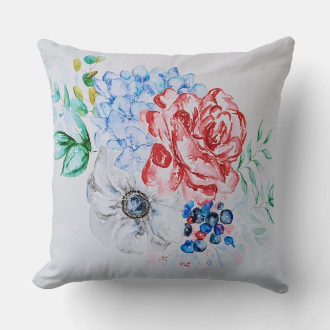 Coussin Aquarelle vintage Florale (Recto)