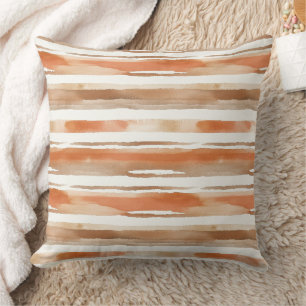 Coussin Aquarelle vintage rayée - Tons de café terreux(3)