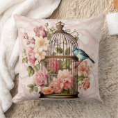 Coussin Aquarelle Vintage romantique Florale Birdcage (Couverture)