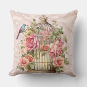 Coussin Aquarelle Vintage romantique Florale Birdcage (Recto)