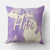 Coussin Aquarelle violette personnalisée de l'État du Mich (Recto)