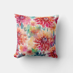 Coussin Aquarelle vive Dahlia