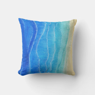 Coussin Aquarelle vue mer et plage.