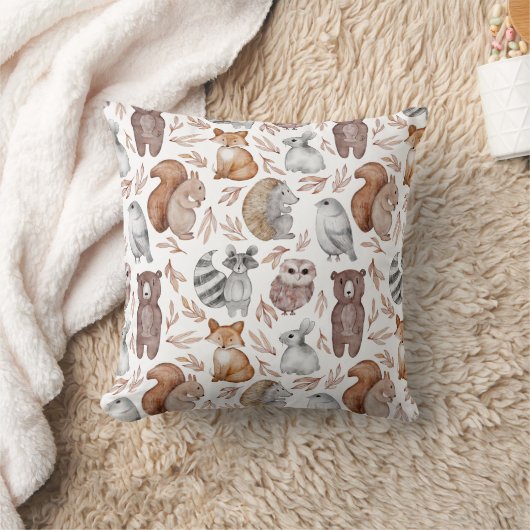 Coussin Aquarelle Whimsical Bois Animaux Motif (Couverture)