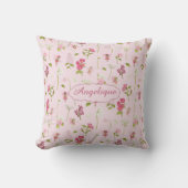 Coussin Aquarelle Whimsical Fées & Fleurs rose (Recto)