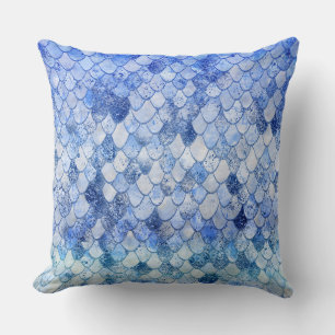 Coussin Aquarelle Wonky Ocean Blue Parties scintillant sir
