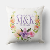 Coussin Aquarelles colorées Mariage fleuri Wreath (Verso)
