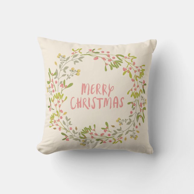 Coussin Aquarelles Noël Où Joyeux Noël Texte (Recto)