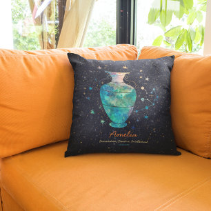Coussin Aquarius Constellation Zodiaque Aquarelle Galaxie