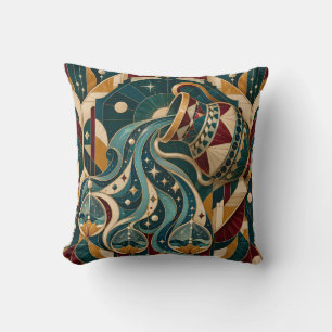 Coussin Aquarius sarcelle bordeaux mosaïque géométrique