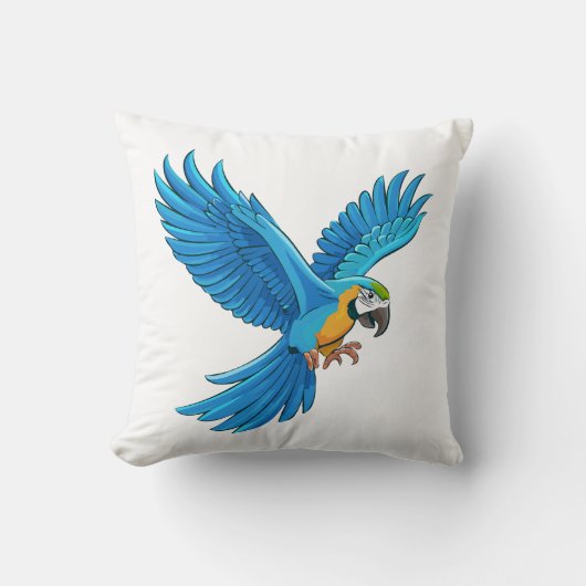 Coussin Ara bleu en vol (Recto)