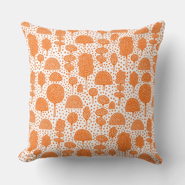 Coussin Arboretum 230715 - Orange sur blanc (Recto)