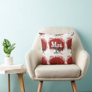 Coussin Arbre à feuilles de coeur rouge