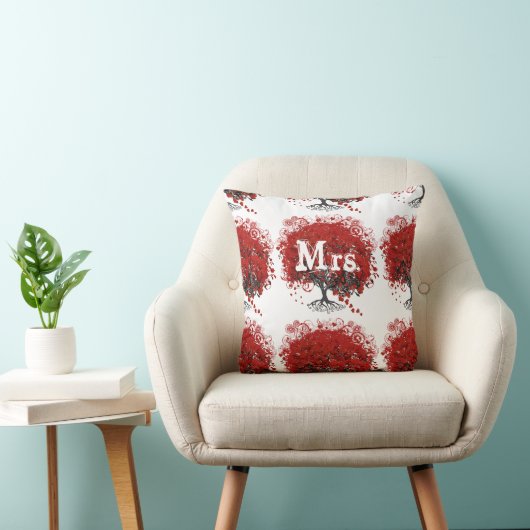 Coussin Arbre à feuilles de coeur rouge (Chaise)