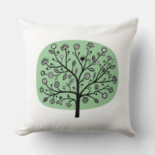 Coussin Arbre à fleurs stylisé - Vert dégradé