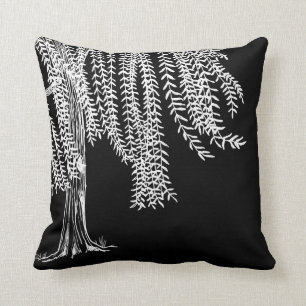 Coussin Arbre à perruques noir et blanc