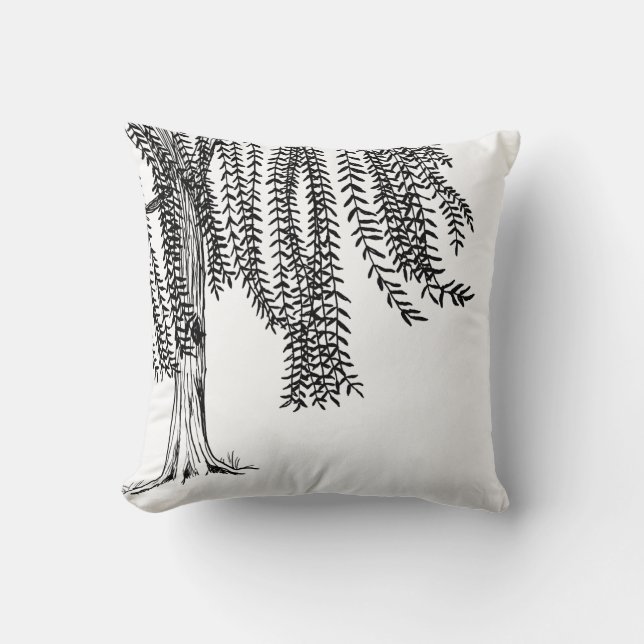 Coussin Arbre à perruques noir et blanc (Recto)